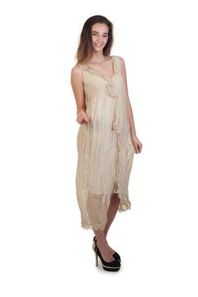 Gold Crinkle Chiffon Dress