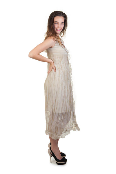 Gold Crinkle Chiffon Dress