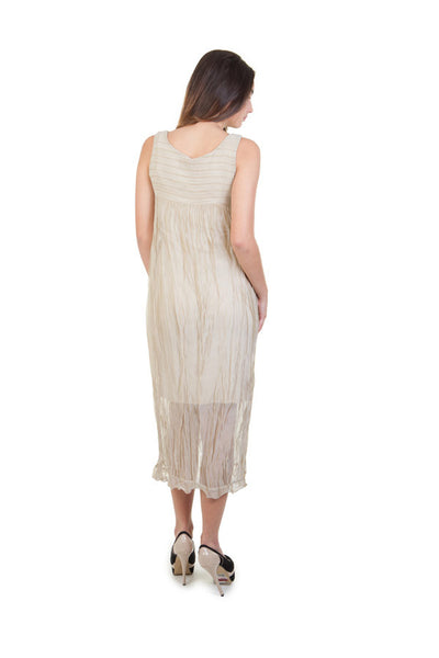 Gold Crinkle Chiffon Dress