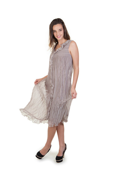 Gold Crinkle Chiffon Dress