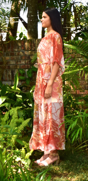 Maxi Kaftan Rust and Cream