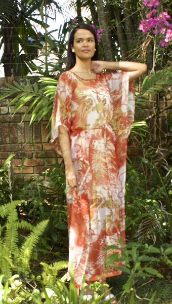 Maxi Kaftan Rust and Cream