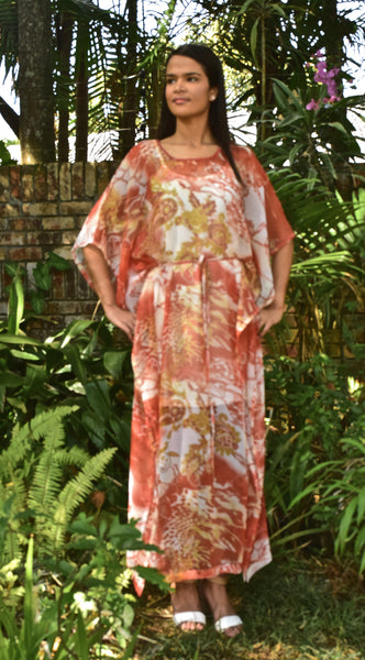 Maxi Kaftan Rust and Cream