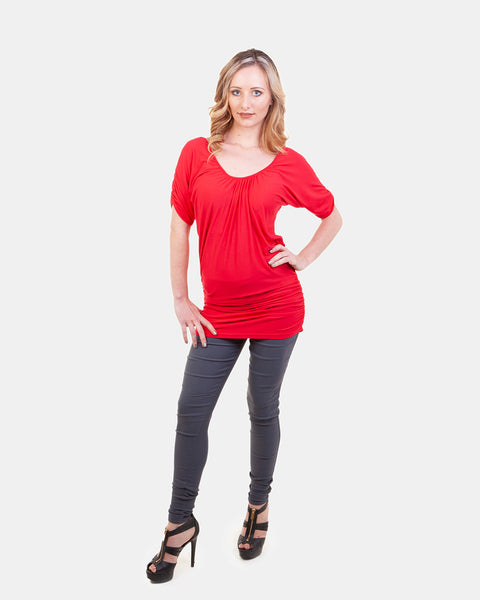 Ruched Tops Red