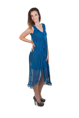 Blue Crinkle Chiffon Dress