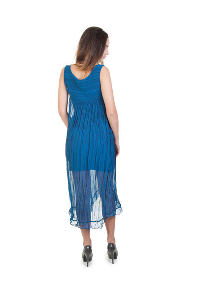 Blue Crinkle Chiffon Dress