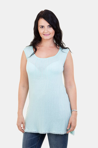 Sleeveless Pin Tuck Knit Top