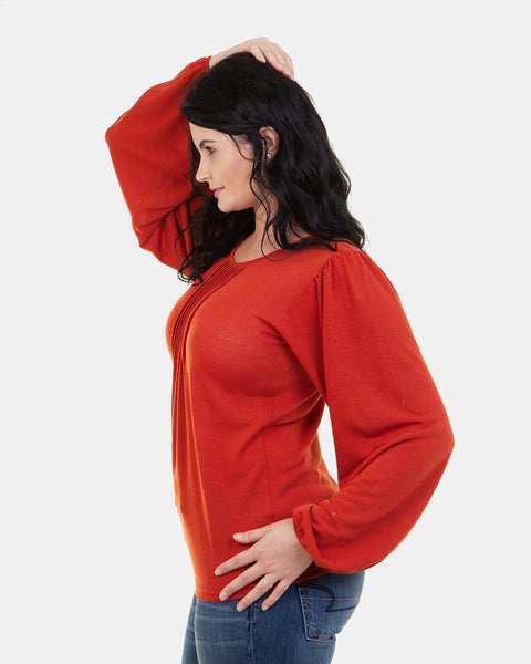 Pintuck knit Top (Rust)