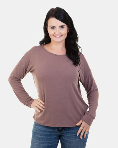 Back Twist Knit Top (Taupe)