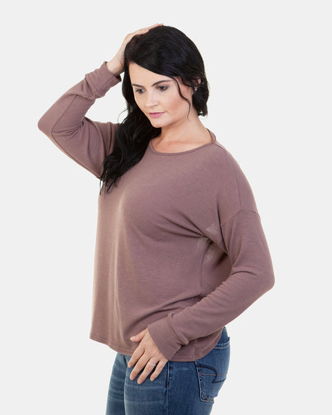 Back Twist Knit Top (Taupe)