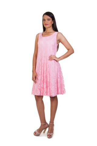 Lace Dress with Godets (Pink)